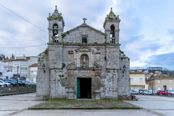 Fototapeta na wymiar Baiona, Spain - December 05, 2022: chapel church of santa liberata, medieval building in the town of Baiona, Spain
