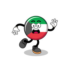 slipping kuwait flag mascot illustration