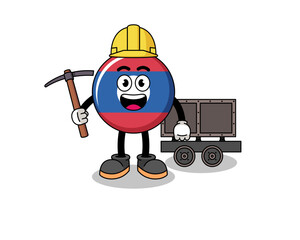 Mascot Illustration of laos flag miner