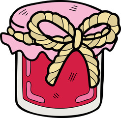 Hand Drawn strawberry jam jar illustration