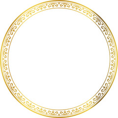 Luxury golden round frame botanic garden vingate pattern