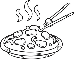 Hand Drawn Fried Rice Chinese and Japanese food illustration