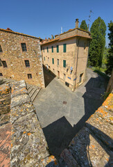 Street view in San Quirico d'Orcia - a small Tuscan town, Italy