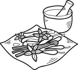 Hand Drawn Chinese herbs Chinese and Japanese food illustration