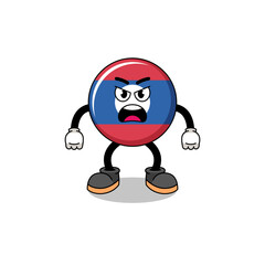 laos flag cartoon illustration with angry expression