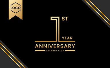 Fototapeta na wymiar 1 year anniversary celebration template design. Logo Vector Template Illustration