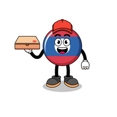 laos flag illustration as a pizza deliveryman