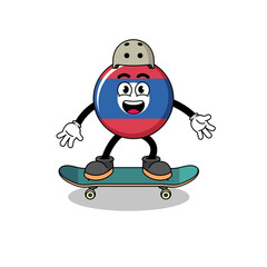 laos flag mascot playing a skateboard