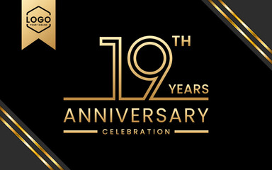19 year anniversary celebration template design. Logo Vector Template Illustration