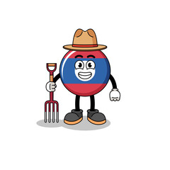 Cartoon mascot of laos flag farmer