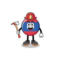 Cartoon mascot of laos flag firefighter