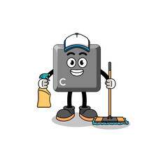Fototapeta premium Character mascot of keyboard C key as a cleaning services