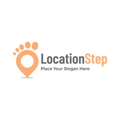 Foot steps vector logo template. This design use feet and pin location symbol.