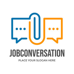 Job conversation vector logo template. This design use clip symbol. Suitable for work and business.