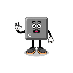 keyboard C key cartoon illustration doing stop hand