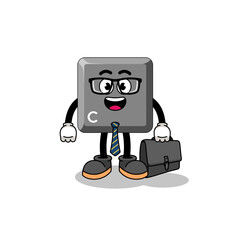 keyboard C key mascot as a businessman