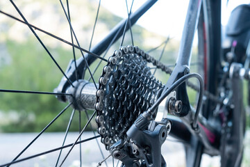 bicycle cassette and chain close up