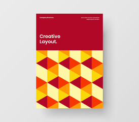 Modern geometric tiles brochure layout. Vivid flyer design vector illustration.