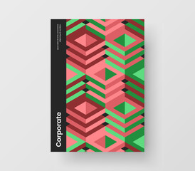 Trendy presentation A4 vector design concept. Multicolored geometric tiles annual report layout.