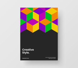 Isolated geometric pattern corporate brochure template. Original pamphlet A4 vector design concept.