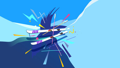 Ski winter sports  modern background design. Vector illustration of sports concept