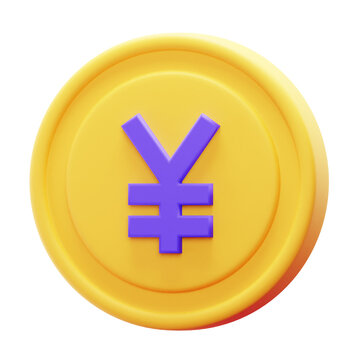 3D Render Coin Yen Currency Icon