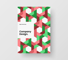 Original annual report design vector illustration. Vivid geometric shapes journal cover layout.