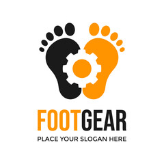 Foot gear vector logo template. This design use leg symbol. Suitable for medical, industrial.