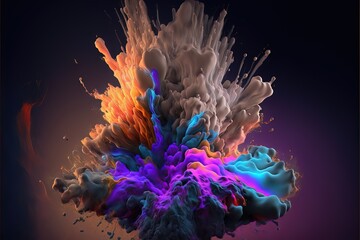 Obraz premium Color Explosion withg Multiple Color . Genarative AI