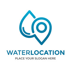 Water location vector logo template. This design use pin symbol. Suitable for nature.