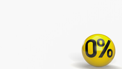 zero percent on yellow ball  3d rendering