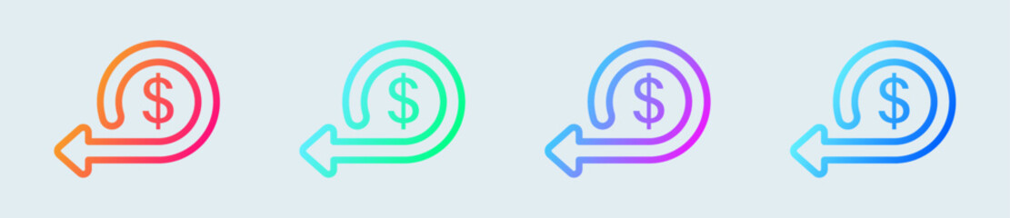 Cashback line icon in gradient colors. Money back signs vector illustration.