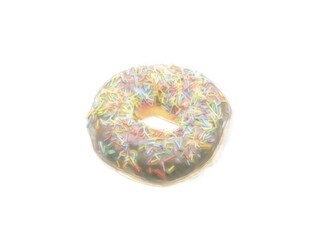 Watercolor Donut With Chocolate Glaze And Colorful Sprinkle 