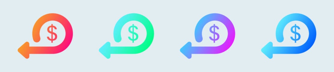 Obraz premium Cashback solid icon in gradient colors. Money back signs vector illustration.