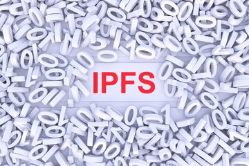 IPFS abstract background with scattered binary code 3D illustration