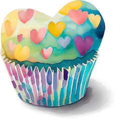 Heart Shaped Cupcake Illustration