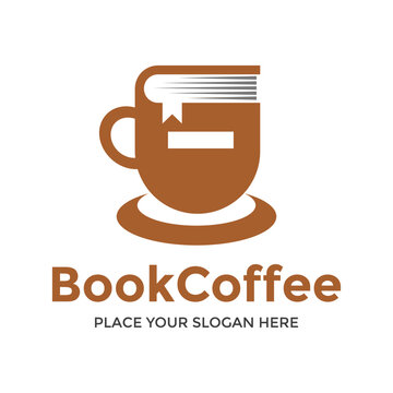 Coffee book vector logo template. This design use cup symbol. Suitable for education or knowledge.
