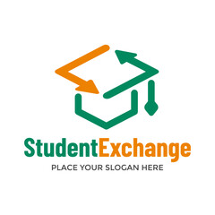 Student exchange vector logo template. This design use cap symbol. Suitable for education.