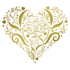 Gold outline abstract heart shape.	
