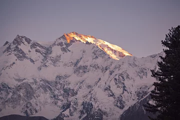 Photo sur Plexiglas Nanga Parbat Summit of Nanga Parbat mountain lit with the sun in the morning, Pakistan