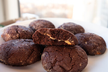 shortbread chocolate peanut biscuits with filling
