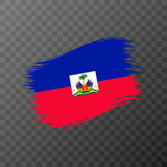 Haiti national flag. Grunge brush stroke. Vector illustration on transparent background.