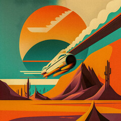 Pop art minimalism retro, futurism art, environmental art, space illustration, granular texture