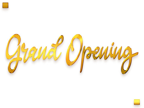 Grand Opening Gold Text Calligraphy Transparent PNG