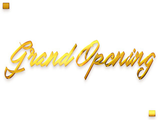 Grand Opening Gold Text Cursive Calligraphy Transparent PNG