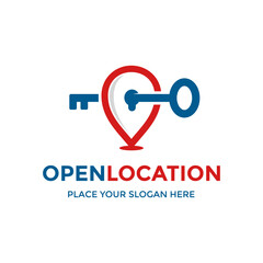 Open location vector logo template. This design use pin symbol. Suitable for trip.