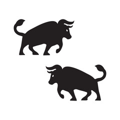 Bull animal logo template design . icon logo . silhouette logo 