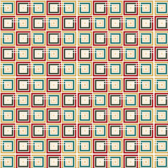 Geometric abstract pattern of myrtle green, sunray, bisque, upsdell red, rifle green color square shape creatively arranged on white background. textile design, wall art, wallpaper, gift paper.