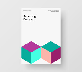 Unique brochure vector design template. Simple geometric shapes leaflet illustration.