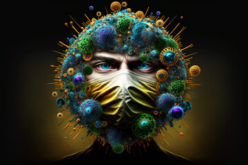 Obraz na płótnie Canvas Concept of COVID 19 and protective mask from contagion. Generative AI.